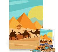 Camel Caravan in The Desert Landscape Jigsaw for Adults 1000 Pieces Brain Activity Quiet Recreation Accurate Cut Birthday Gift (38x26cm)