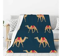 Camel Cartoon On Blue,80"x60"Throw Flannel Blanket Super Soft Thick Cozy Comfy Couch