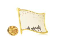 Camel Chinese Painting Silk Road map Golden Metal Flag Lapel Pin Badge