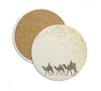 Camel Chinese Painting Silk Road map Stone Drink Ceramics Coasters for Mug Cup Gift 2pcs