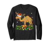 Camel Christmas Lights Reindeer Santa Hat Adult & Kids Long Sleeve T-Shirt