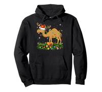Camel Christmas Lights Reindeer Santa Hat Adult & Kids Pullover Hoodie