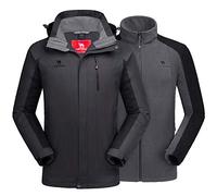 CAMEL CROWN Men’s Ski Jacket 3 in 1 Waterproof Winter Jacket Snow Jacket Windproof Hooded with Inner Warm Fleece Coat - Grey - Medium