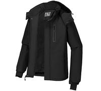 CAMEL CROWN Men's Mountain Snow Waterproof Ski Jacket Detachable Hood Windproof Fleece Parka Rain Jacket Winter Coat, Black3, Medium