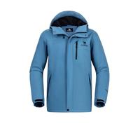 CAMEL CROWN Men's Ski Snow Jacket Waterproof Winter Snow Coat Windproof Warm Fleece Lining Hooded Parka Rain Jacket, Stone Blue, XL