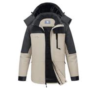 CAMEL CROWN Men's Winter Ski Jacket Mountain Snow Coats Waterproof Detachable Hood Windproof Fleece Rain Jackets, Splicing Grey, Medium
