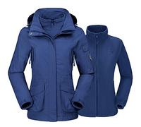 CAMEL CROWN Womens Waterproof Ski Jacket 3-in-1 Windbreaker Winter Coat Fleece Inner for Rain Snow Outdoor Hiking - DARK BLUE - Large