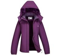 CAMEL CROWN Womens Winter Coat Waterproof Ski Jacket with Fleece Lining Windproof for Snow Rain Outdoor Hiking Mountain, Raspberry Purple002, XL