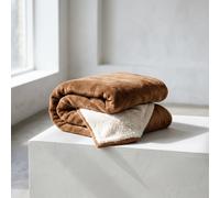 (Camel, DOUBLE: 150cm x 200cm) Sherpa Mink Blanket Reversible Throw Single Double King Size