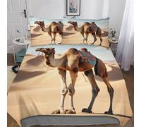 Camel Duvet Cover Set, Bedding Linen Set, Ultra Soft Comforter Cover with Zipper Closure 3 Pieces, Quilt Cover with Pillowcase for Kids, Youth And Adult King (220x240cm)