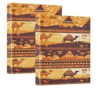 Camel Egyptian Style 1-1/2 Inch Binders Three Ringing with Pockets 1/2 Pack Office Supplies 200 Sheets