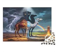 Camel Illusion Jigsaw Puzzle 1000 Piece Jigsaw Puzzle Fantasy Animal Night Scene Paper Puzzle For Adults Relaxation Home Decor 38x26cm/1000pcs