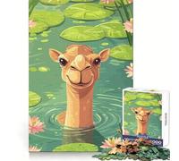 Camel in A Lily Pond Jigsaw Puzzles 1000 Pieces for Teenagers Thinking Skill Light Enjoyment Neat Edges (38x52cm)