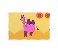 camel in cartoon desert Printed Placemats Mats Set of 6 – Waterproof, Oil-Proof, Heat-Resistant for Indoor & Outdoor Dining