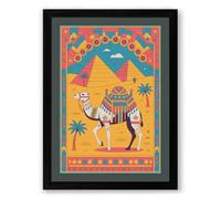 Camel in Desert Gold Boho Framed Wall Art Print A1 (84.1×59.4cm) Black, Wall Decor for Living Room, Bedroom, Office & Home, Ready to Hang, Art Gift