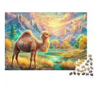 Camel in Mountain Valley at Dawn 1000-Piece Jigsaw Puzzle Desert-style Camel Brain Training Game for Adults & Kids 52x38cm/1000pcs