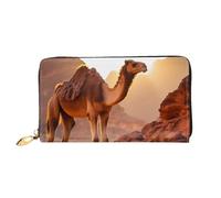 Camel In The Desert Pattern, Women'S Wallet, Long Clutch Wallet, Credit Card Holder Wallet, Travel Coin Purse, Black, One Size