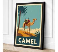 Camel in the Desert Vintage Canvas Wall Art Print 18x12 Inch