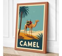 Camel in the Desert Vintage Canvas Wall Art Print 24x16 Inch