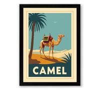 Camel in the Desert Vintage Framed Wall Art Print A3 (42×29.7cm) Black, Wall Decor for Living Room, Bedroom, Office & Home, Ready to Hang, Art Gift