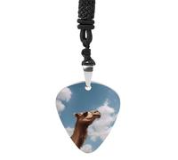 Camel Looking Up at The Sky Guitar Pick Necklace Exquisite Titanium Steel Personalized Necklaces Cool Pendant Necklaces Fashion Guitar Pick Holder Necklace Unique Gifts for Adult
