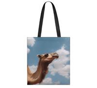 Camel Looking Up at The Sky Handbag Lightweight All-Over Print Tote Bag, Reusable Foldable Shopping Bag, Portable Washable Handbag for Daily Travel Grocery Beach
