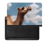 Camel Looking Up at The Sky Passport Holder Cover Passport Cover Protector Essentials with Credit Card Slots Slim Travel Wallet Covers Documents Organizer Protector for Man&Women