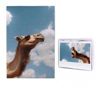 Camel looking up at the sky Puzzles 500 Pieces Personalized Jigsaw Puzzles Photos Puzzle for Adults Challenging Picture Puzzle with Storage Bag Jigsaw for Men Women Home Decor (19.7" x 29.5")