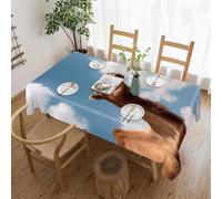 Camel Looking Up at The Sky Table Cover Exquisite Printed Wrinkle Resistant Tablecloth Soft Rectangle Table Cloth Wipeable Washable Modern Decorative Table Cover for Dining Party Camping