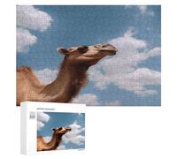 Camel Looking Up at The Sky Wooden Jigsaw Puzzle Set with Storage Box 300 PCS Smooth Touch Wood Decorative Puzzles Art Wooden Puzzle Gift for Adult Home Relaxation Game & Wall Art Decor