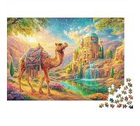 Camel near A Domed Palace And Falls 1000-Piece Jigsaw Puzzle Desert-style Camel Classic & Challenging, Gift for All Ages 52x38cm/1000pcs