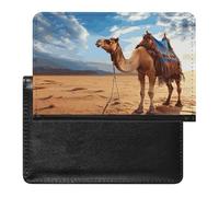 Camel Passport Holder with 3 Card Slots, Portable PU Leather Travel Wallet, Slim Protective Cover for Passport, ID, Credit Cards