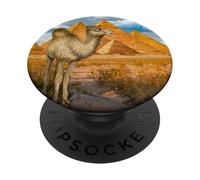 Camel Pyramids Egypt hawk in a blue sky over desert Art PopSockets Adhesive PopGrip