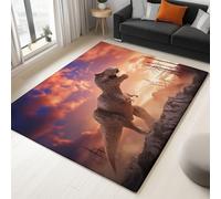 Camel Rugs Living Room Washable Non Slip Area Rug 160 x 230 cm, Bedroom Kitchen Hall Lounge Office Dining Room Indoor Carpet Low PileFantasy Style Sunset Tyrannosaurus Rex Carpets