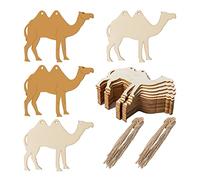 Camel Shape Wooden Blank Camel Wood with Twines Art Unfinished Ornaments for Christmas Wedding Birthday Party Christmas Thanksgiving Day Decoration 20Pcs