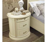 Camel Siena Ivory Italian Oval 3 Drawer Bedside Cabinet