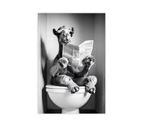 Camel Sitting on The Toilet Reading A Newspaper, Funny Bathroom Wall Art, Retro Animals, Toilet Humor Print, Cute Camel, Ai Art-1
