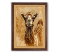Camel Study Boho Framed Wall Art Print A4 (29.7×21cm) Walnut, Wall Decor for Living Room, Bedroom, Office & Home, Ready to Hang, Art Gift