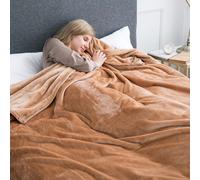 (Camel, Super King: 230X270) Faux Fur Fleece Throw Warm Soft Mink Blanket