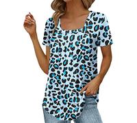 Camel Tops for Women UK Chiffon Blouse Women Coronation Gifts Cocktail Womens Summer Tops Square Neck Pleated Front Short Sleeve Tunic Shirts S 2XL Sale Promotion