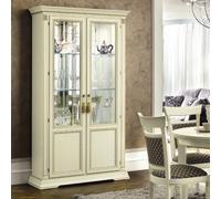 Camel Treviso White Ash Italian 2 Door Display Cabinet with Glass Shelves