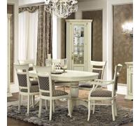 Camel Treviso White Ash Italian Oval Extending Dining Set with 4 Chairs and 2 Armchair