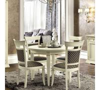 Camel Treviso White Ash Italian Round Extending Dining Set with Chairs
