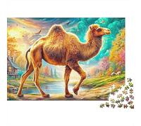 Camel Walking by Stream at Dawn 1000-Piece Jigsaw Puzzle Desert-style Camel Perfect for Men, Women, Elders & Seniors 52x38cm/1000pcs