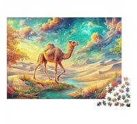 Camel Walking in Desert Oasis 1000-Piece Jigsaw Puzzle Desert-style Camel Perfect for Family Bonding, Adults & Kids 38x26cm/1000pcs