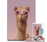 Camel Wearing Heart Sunglasses Family Wooden Jigsaw, Adults, 1000 Pieces | Colour and shape sorting - a practical indoor pastime on quiet evenings.