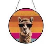 Camel Wearing Sunglasses Stained Glass Window Hanging Sign Suncatcher