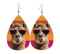 Camel Wearing Sunglasses Teardrop Dangle Earrings Lightweight Teardrop Dangle Faux Leather Earrings Luxurious Drop Earring For Beach Decoration Daily Wear