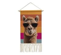Camel Wearing Sunglasses Vertical Wall Hanging Tapestry with Tassels