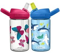 Camelbak 2 Eddy+ Kids Straw Bottles - Butterfly & Animal/Twin Pack Children Child Boy Girl Junior Infant Flask Drink Water Juice Cup BPA Free Non Leak Spill School Safe Reusable Eco Friendly